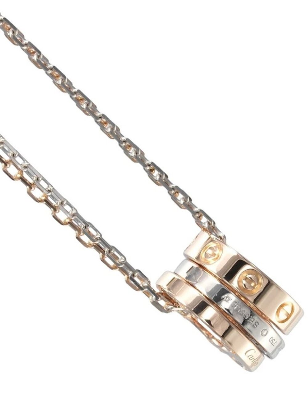 CARTIER Love Sleoop Necklace K18 Pink Gold/K18 white gold/diamond 8.8g Women